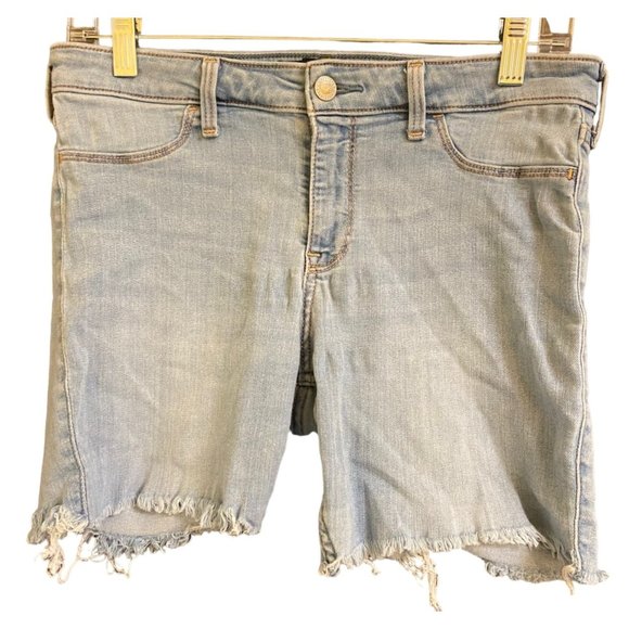 HOLLISTER BLUE DENIM LOW RISE JEAN LEGGING CUT OFF SHORTS SZ 9R/29 - Picture 1 of 7